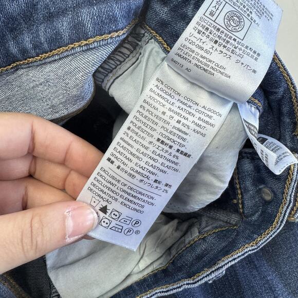 Levis Jeans Womens 26 Blue Distressed Ripped Stretch 721 High Rise Skinny Ankle - Picture 6 of 9